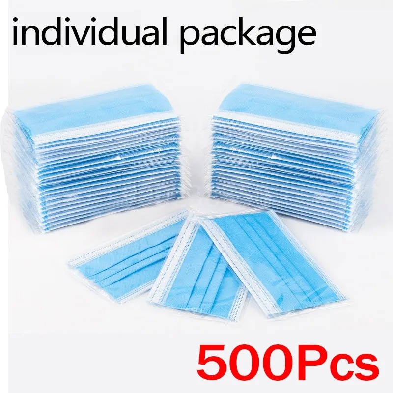 50-500pcs Disposable Adults in - Disposable Mask Blue avaliação e preço