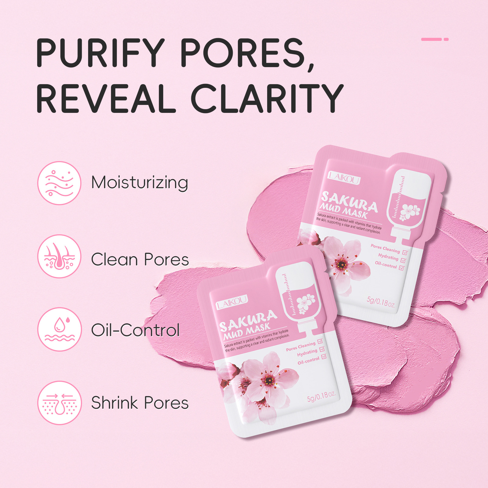 Laikou Sakura Clay Mask Trial  - Dust Mask Construction avaliação e preço