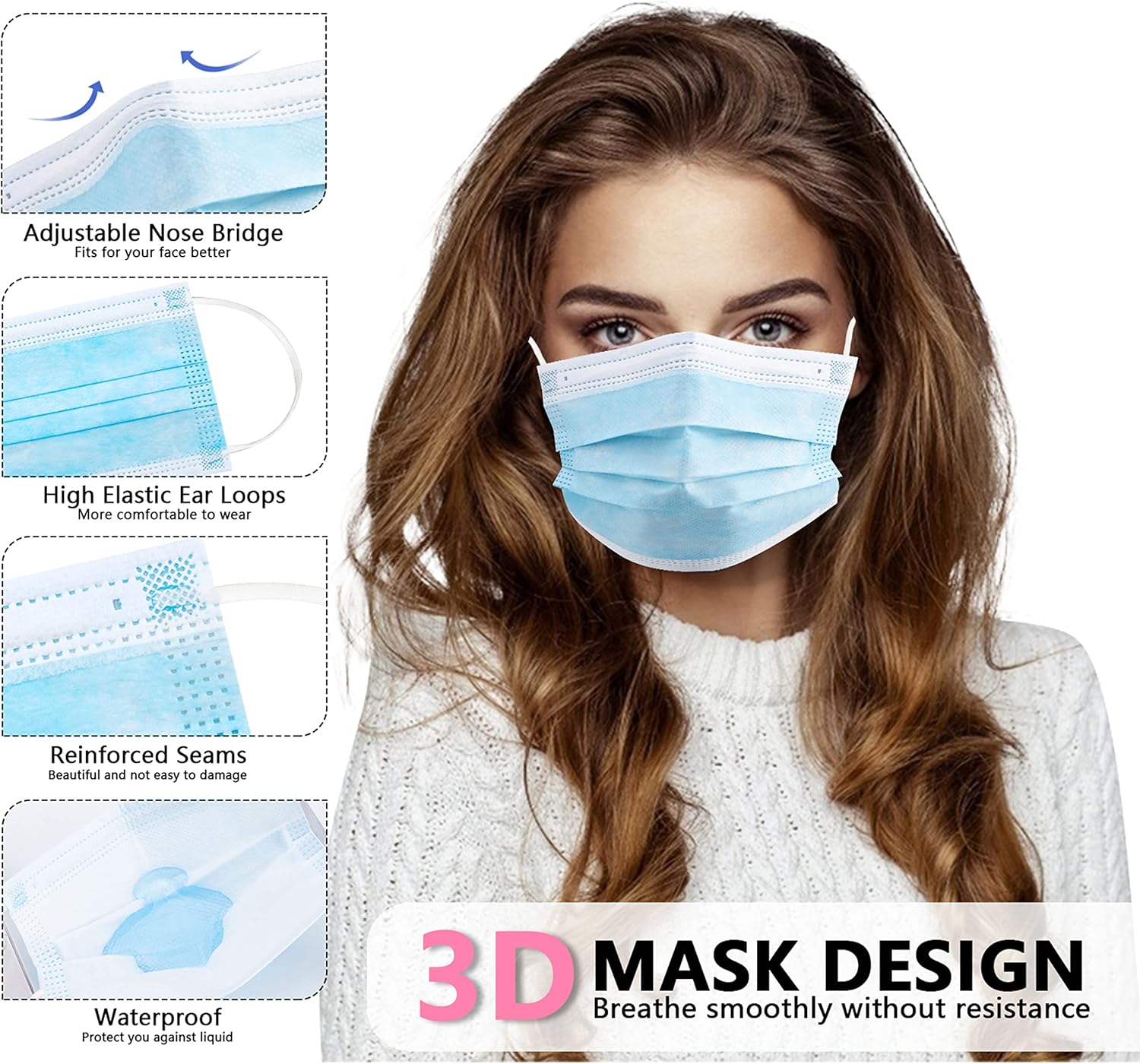 100pcs blue disposable protect - Disposable Mask Blue avaliação e preço