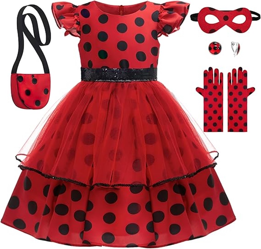 Girls Cosplay Costume Polka Do - Kids Face Mask avaliação e preço