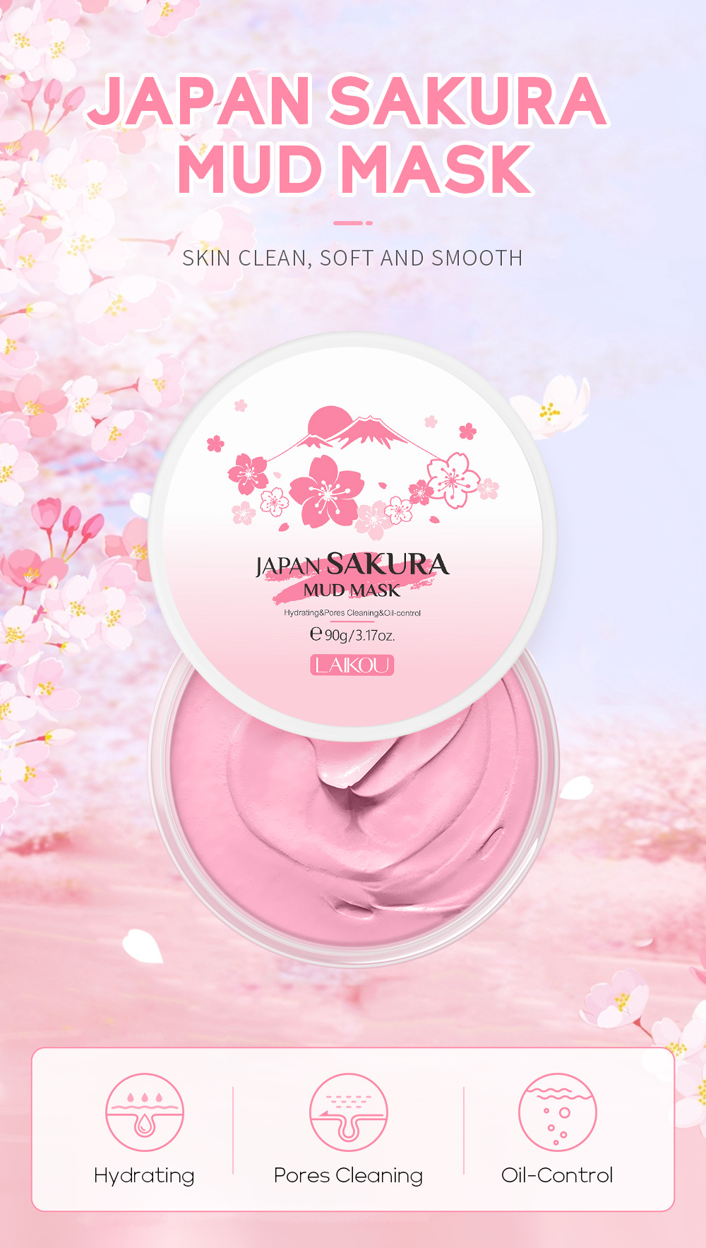 LAIKOU Sakura Clay Mask 25g/90 - Dust Mask Construction avaliação e preço