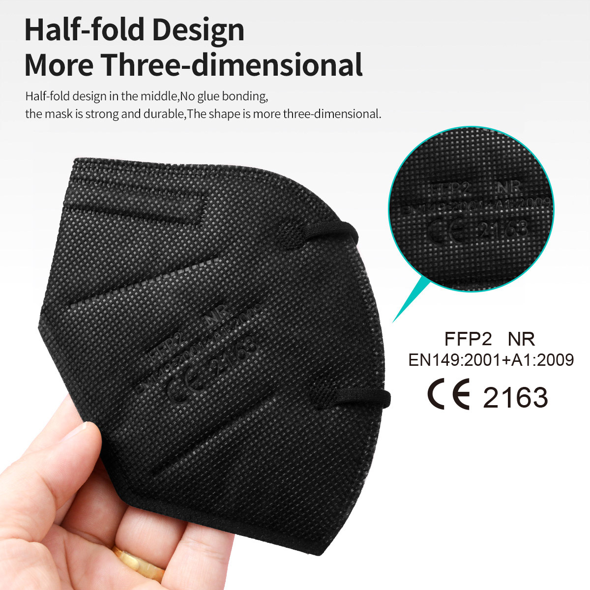 5Layer FFP2 Masks CE Approve K - Black Face Mask Pack avaliação e preço
