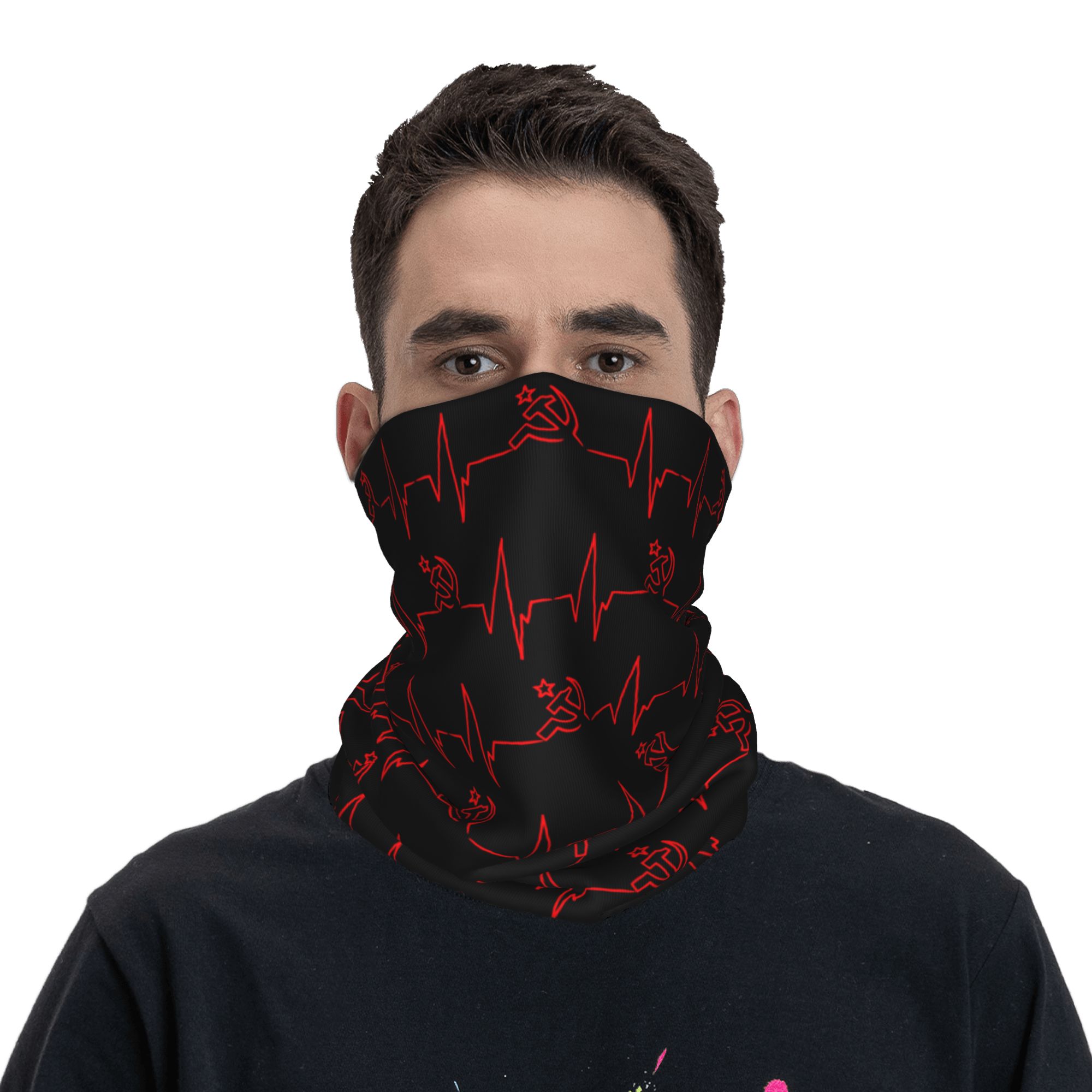 Custom Heartbeat Russian Flag  - Neck Gaiter Face Cover avaliação e preço