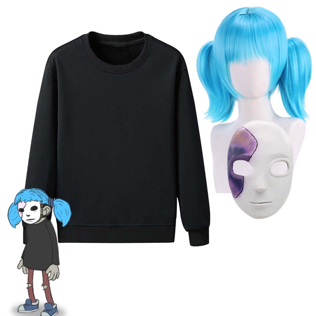 Adult Game Sally Face Cosplay  - Black Face Mask Pack avaliação e preço