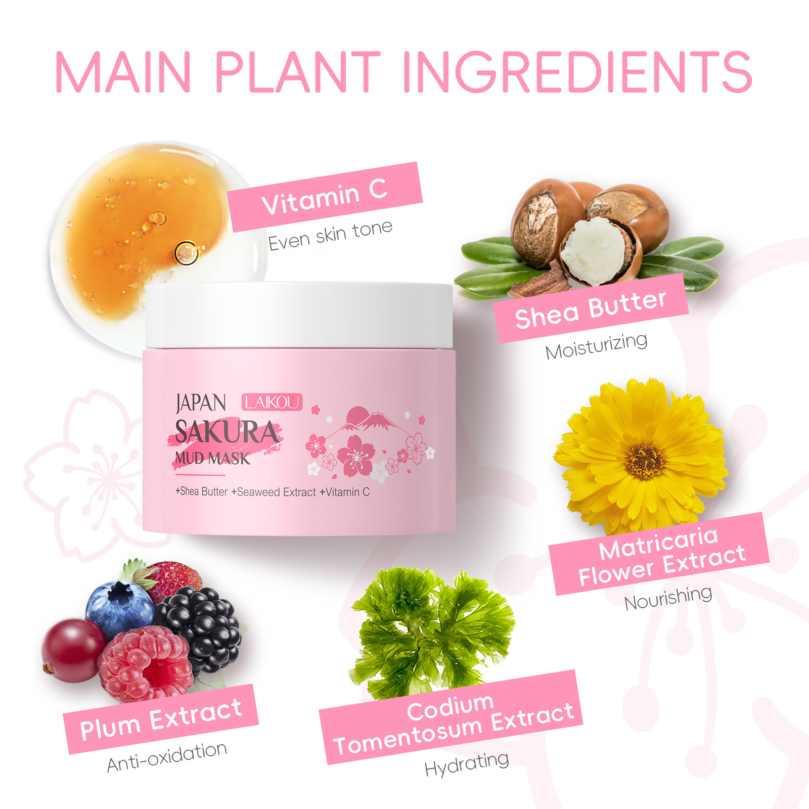LAIKOU Sakura Clay Mask 25g 90 - Dust Mask Construction avaliação e preço