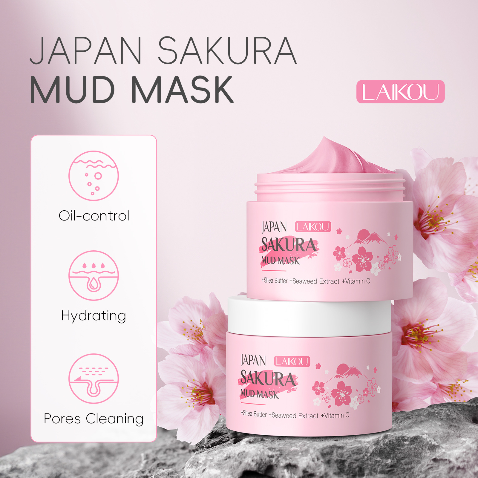 LAIKOU Sakura Clay Mask 25g 90 - Dust Mask Construction avaliação e preço