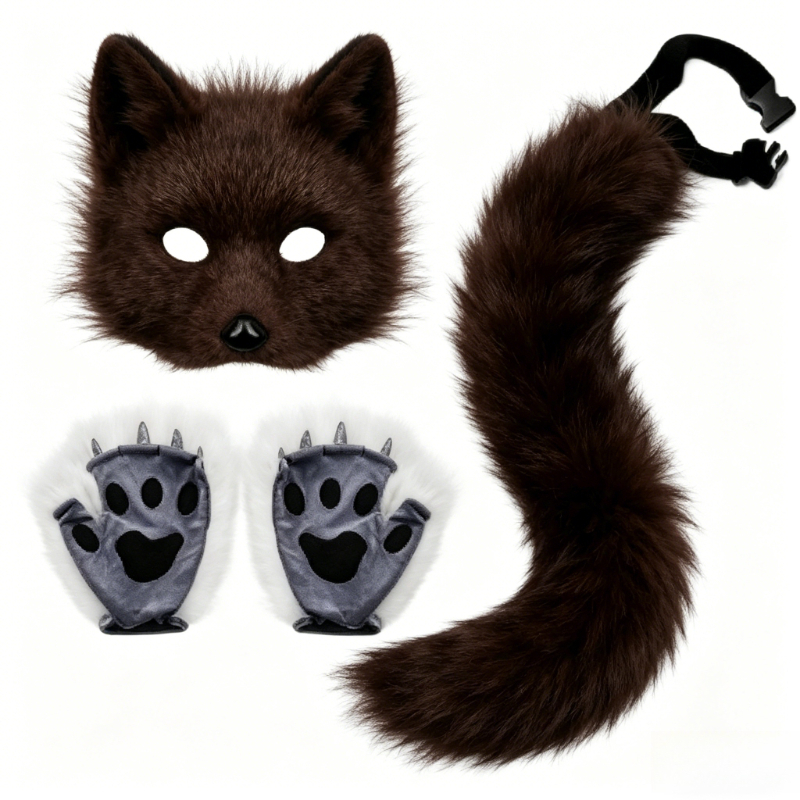 Furry Cat Ears Mask Tail & Paw - Black Face Mask Pack avaliação e preço