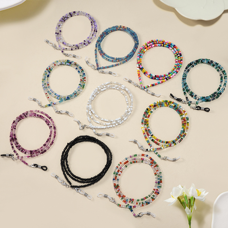 【F】 Colorful Rice Bead Glasses - Mask Chain Holder avaliação e preço