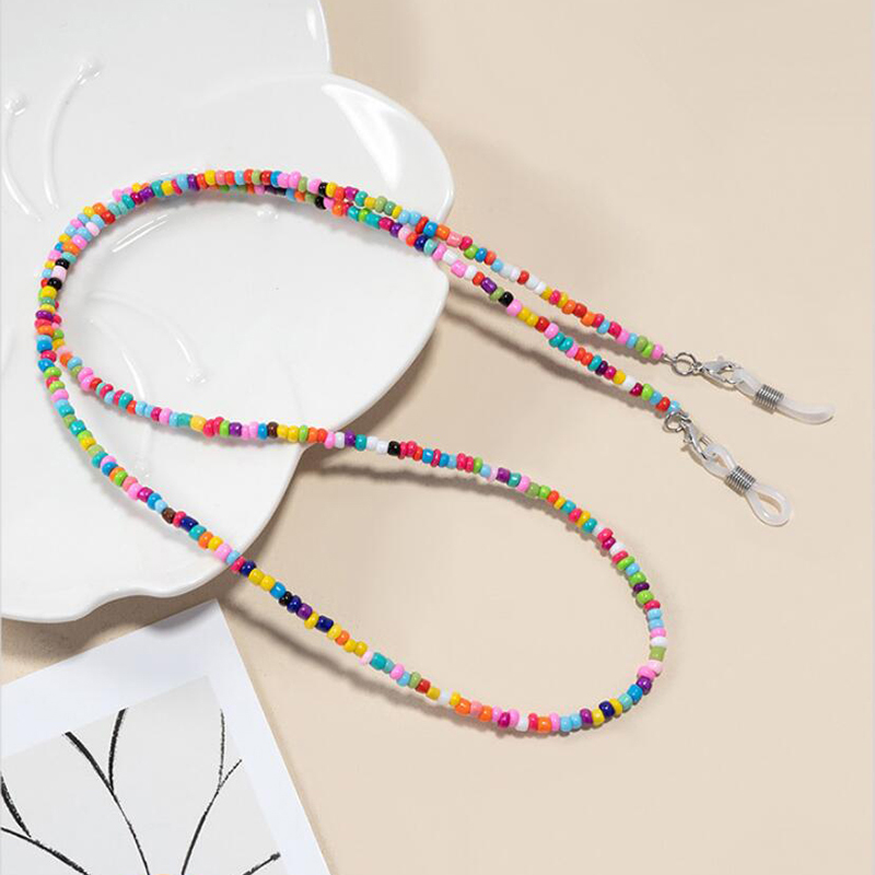 【F】 Colorful Rice Bead Glasses - Mask Chain Holder avaliação e preço
