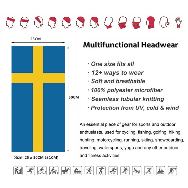 Sweden Flag Printed Bandana He - Neck Gaiter Face Cover avaliação e preço