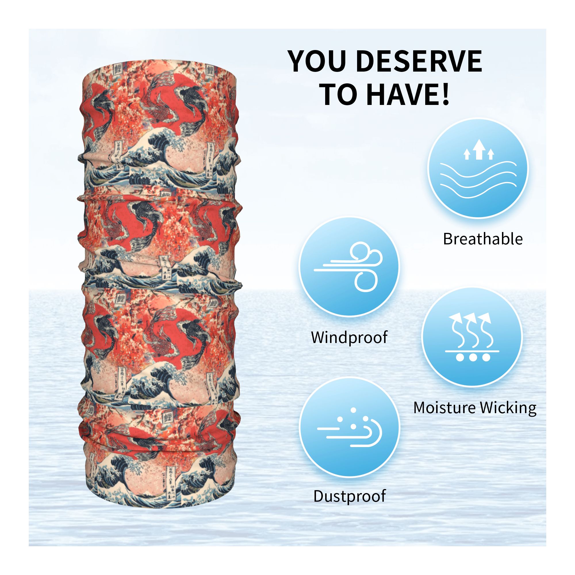 Koi Fish and Great Wave off Ka - Sports Mask Breathable avaliação e preço
