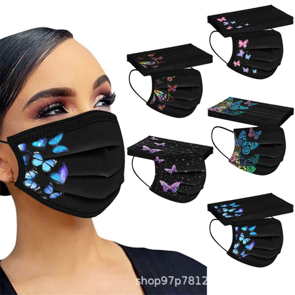 50pcs colorful butterfly print - Disposable Surgical Mask avaliação e preço