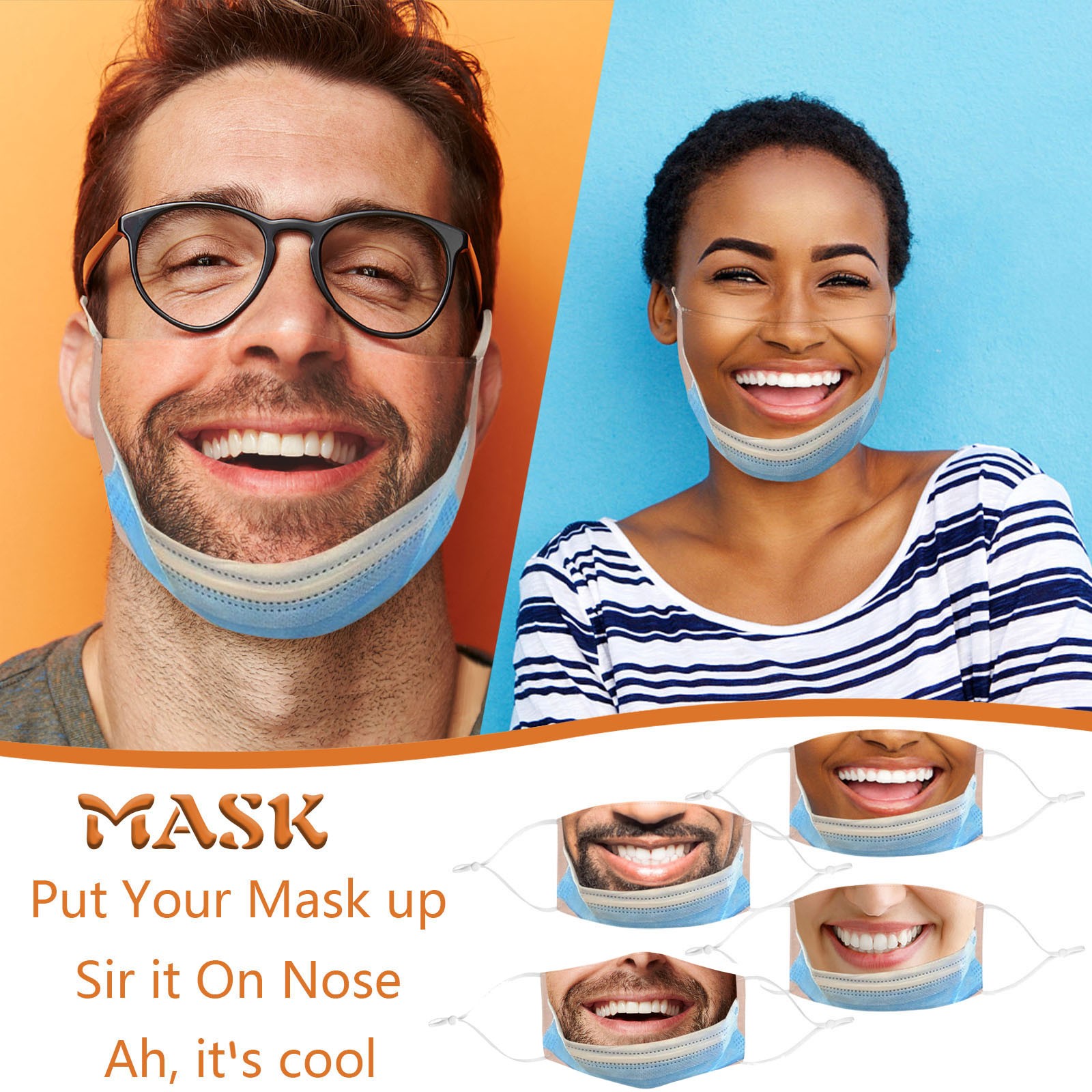 Adult Funny Mouth Mask Funny C - Cloth Face Mask Washable avaliação e preço