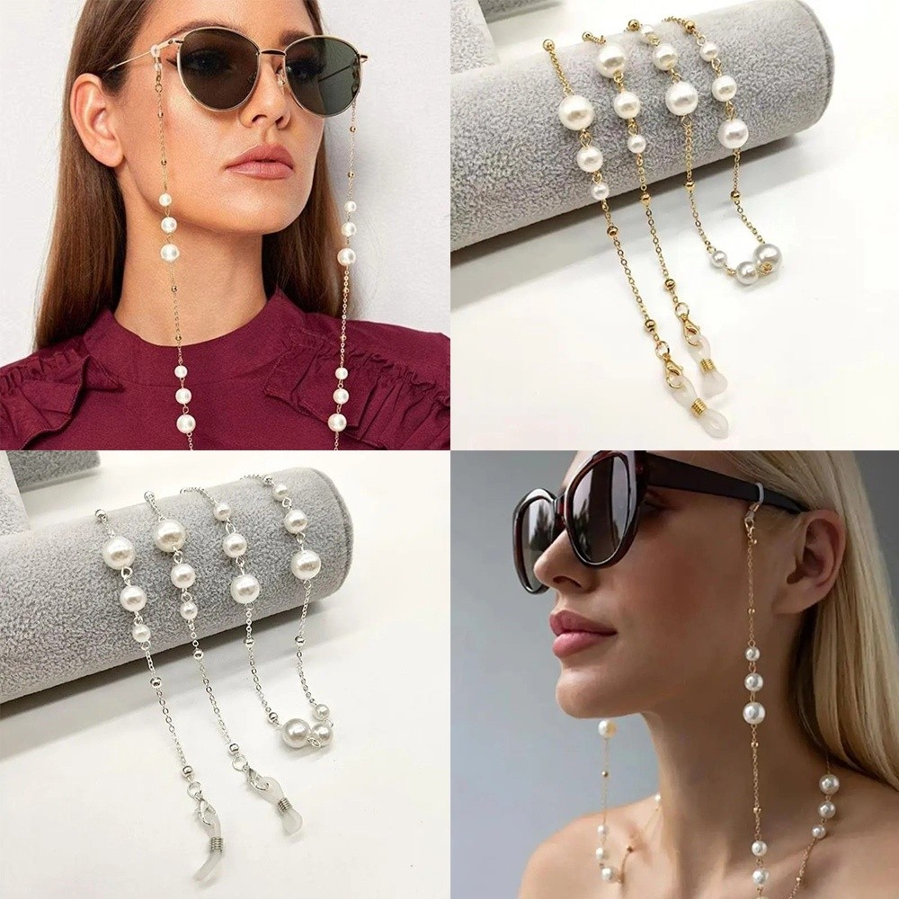 Trendy Pearl Beaded Sunglass C - Mask Lanyard Adjustable avaliação e preço