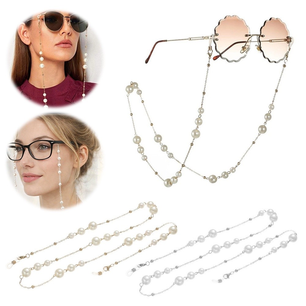 Trendy Pearl Beaded Sunglass C - Mask Lanyard Adjustable avaliação e preço