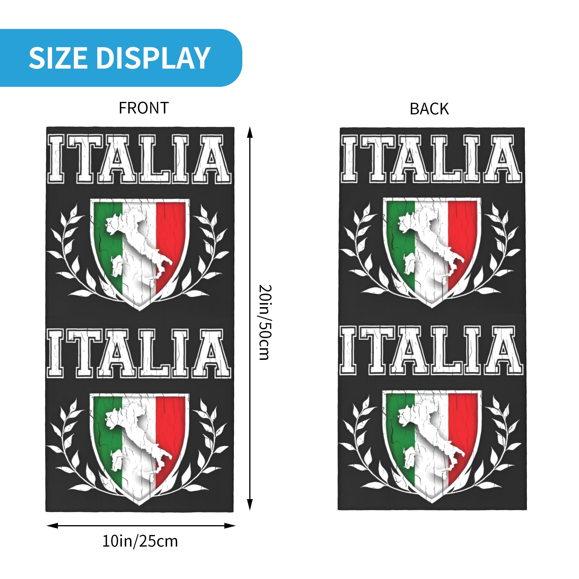 Custom Italy Flag Bandana Neck - Neck Gaiter Face Cover avaliação e preço