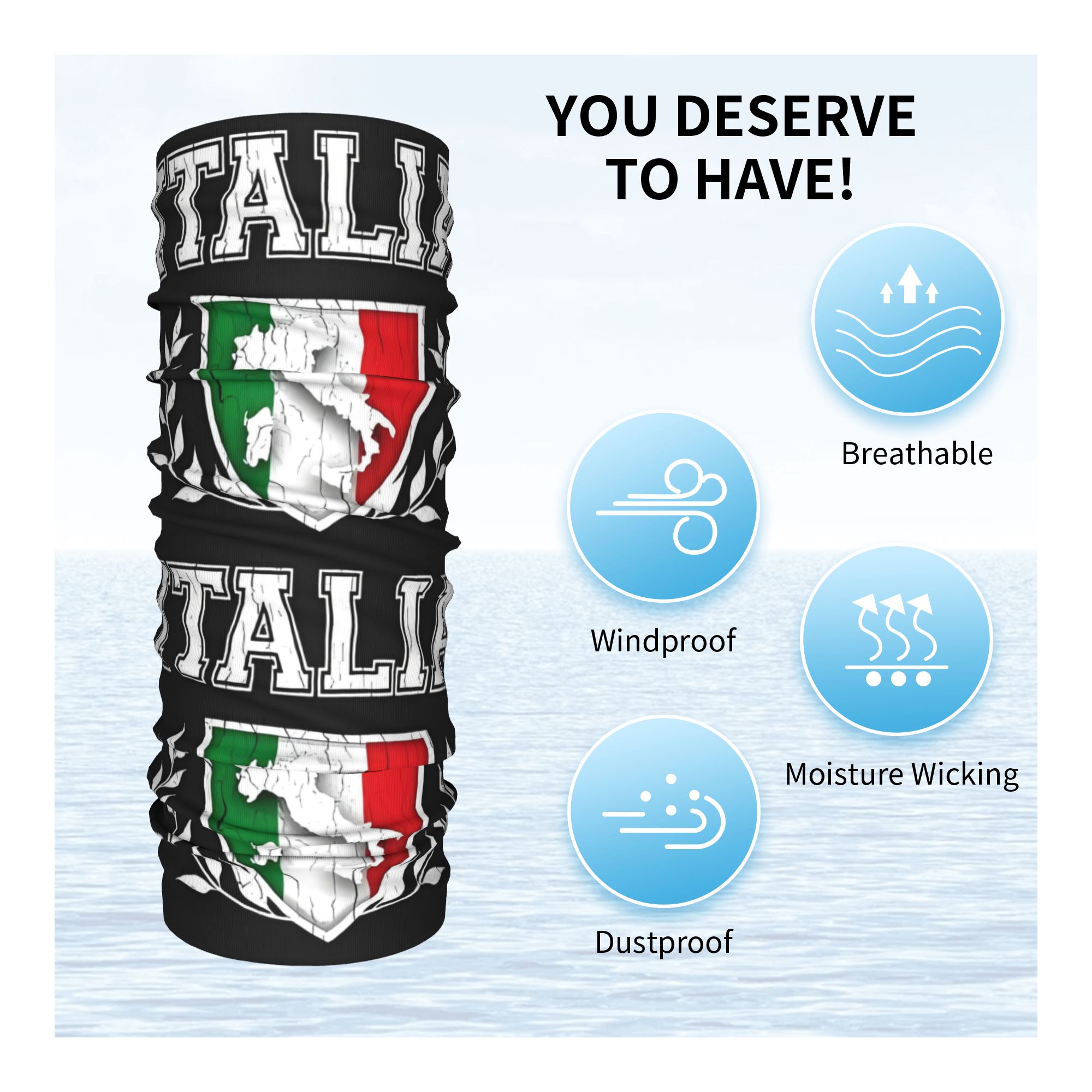 Custom Italy Flag Bandana Neck - Neck Gaiter Face Cover avaliação e preço