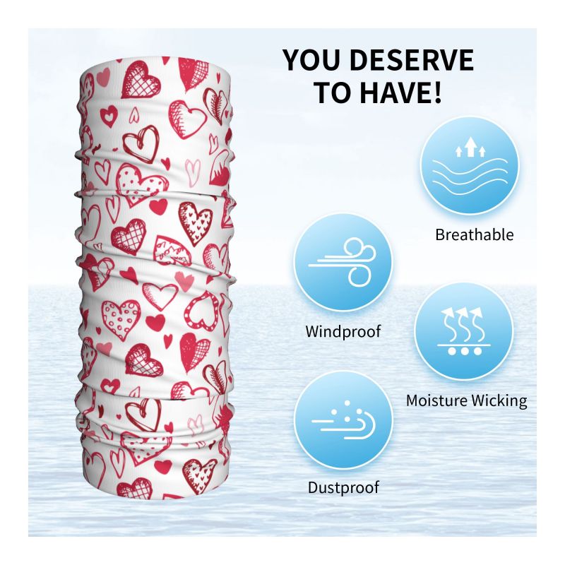 Pink Red Love Hearts Bandana N - Neck Gaiter Face Cover avaliação e preço