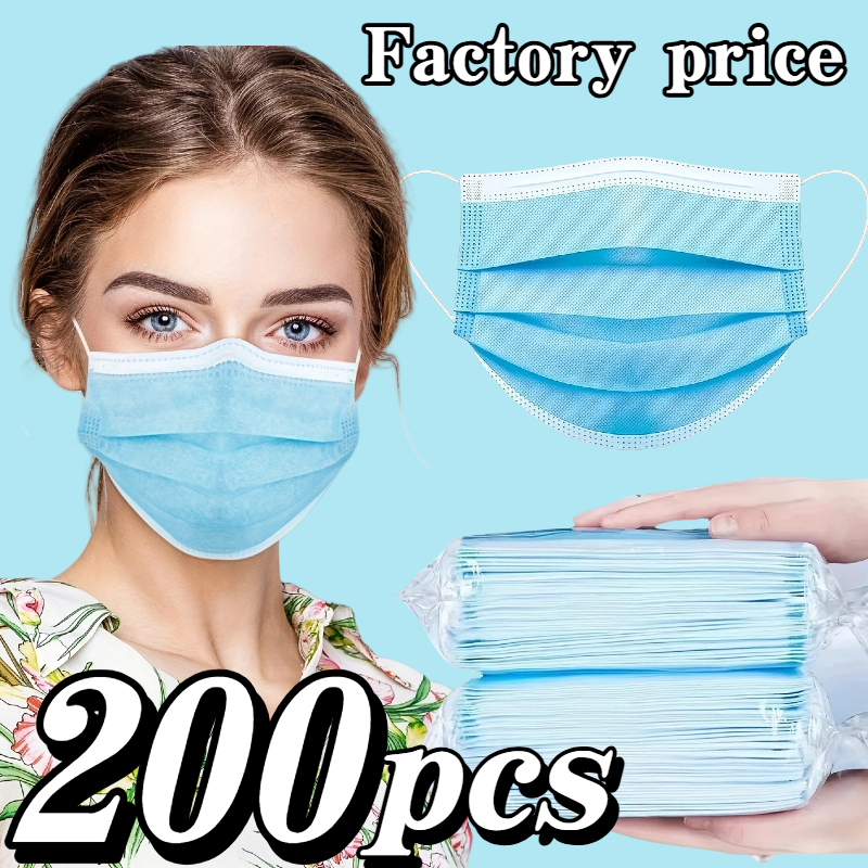 200Pcs Thickened Blue Disposab - Disposable Mask Blue avaliação e preço