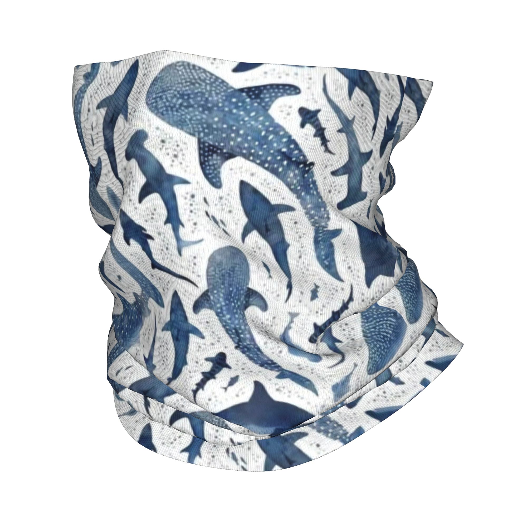 Custom Blue Watercolour Shark  - Neck Gaiter Face Cover avaliação e preço