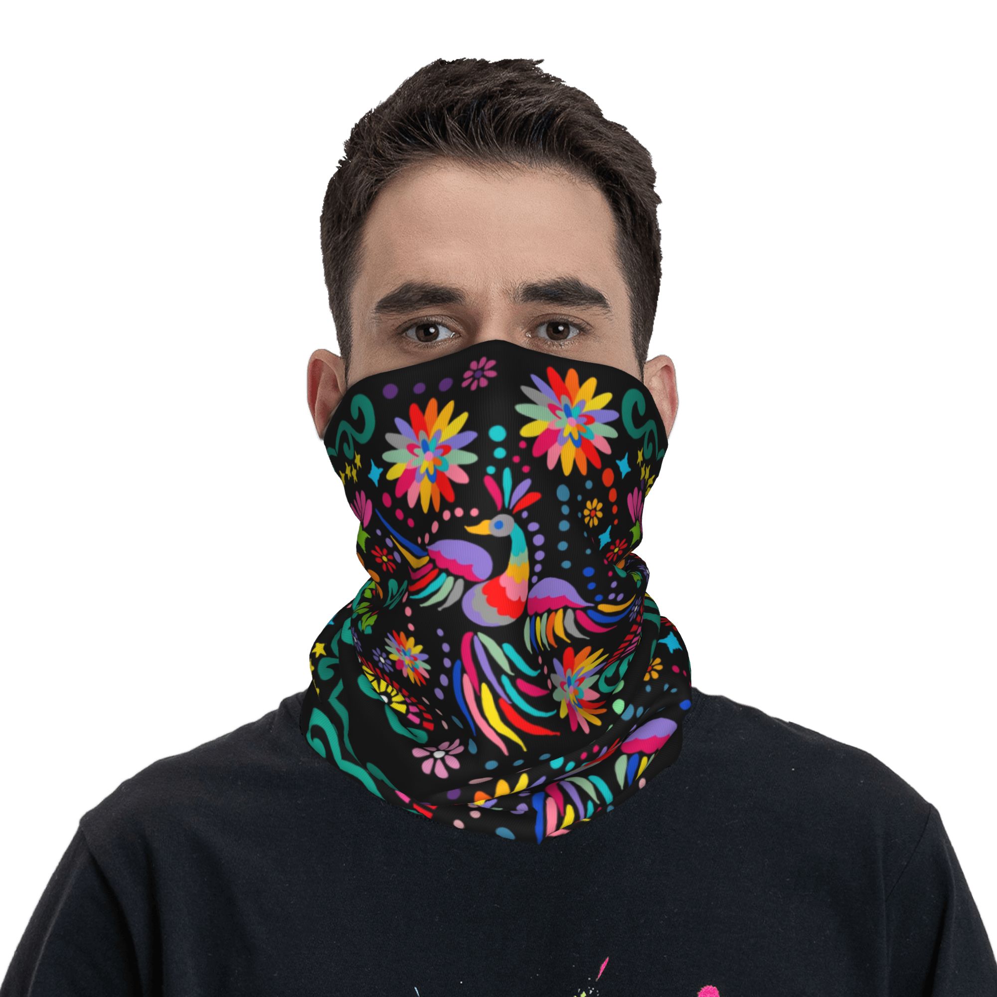Custom Mexican Floral Flower T - Neck Gaiter Face Cover avaliação e preço
