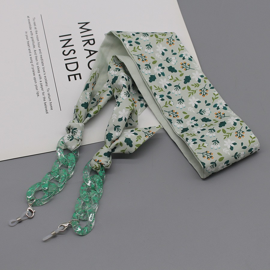 Bohemia Print Silk Scarf Glass - Mask Chain Holder avaliação e preço
