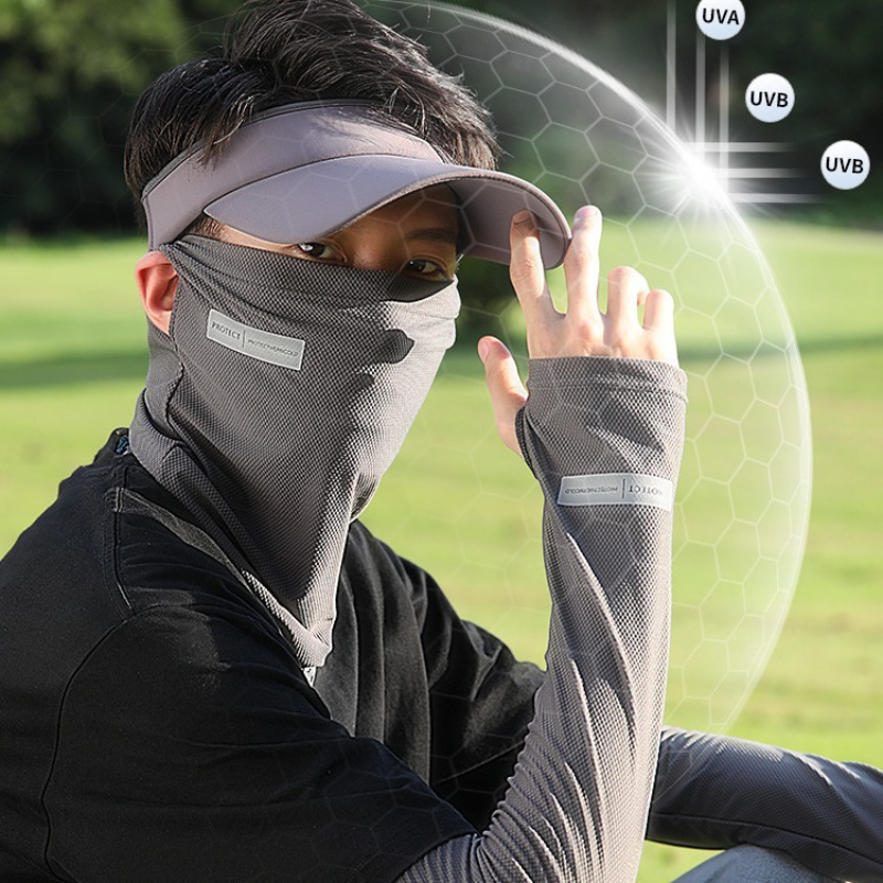 2Pcs Set Sun UV Protection Arm - Sports Mask Breathable avaliação e preço