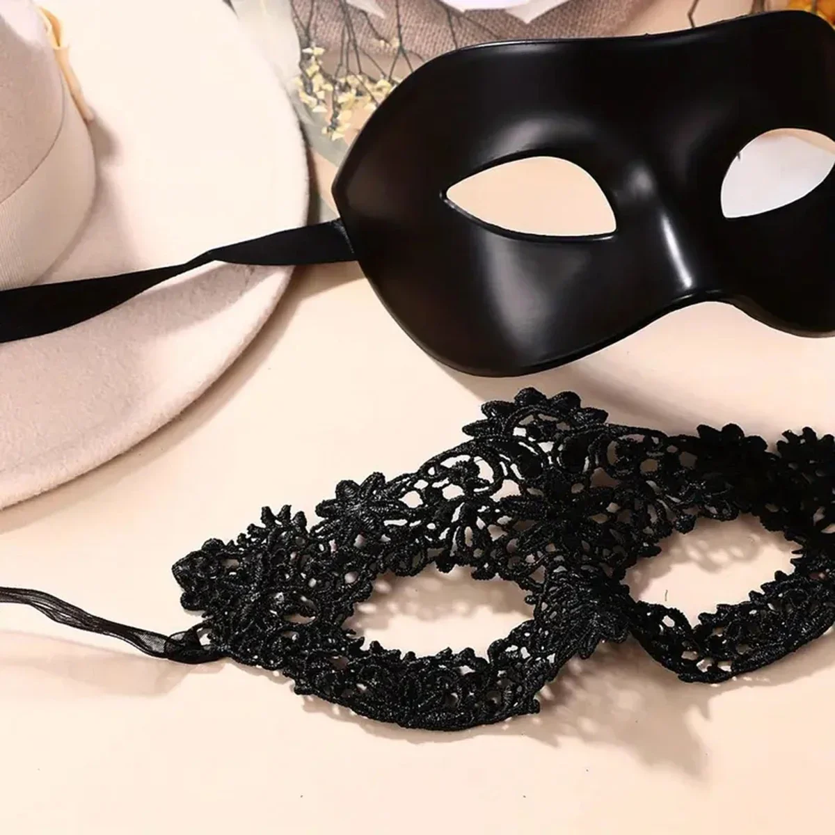2pcs Elegant Black Lace Masque - Black Face Mask Pack avaliação e preço