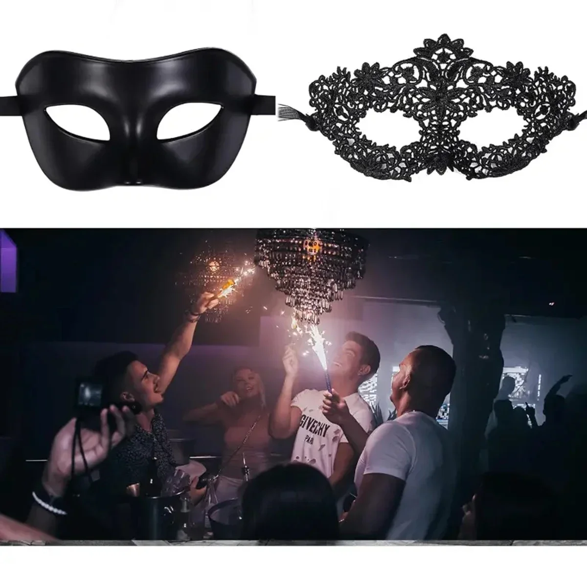 2pcs Elegant Black Lace Masque - Black Face Mask Pack avaliação e preço