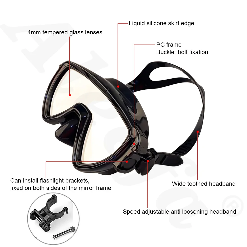 Scuba Diving Mask with flashli - Silicone Mask Bracket avaliação e preço