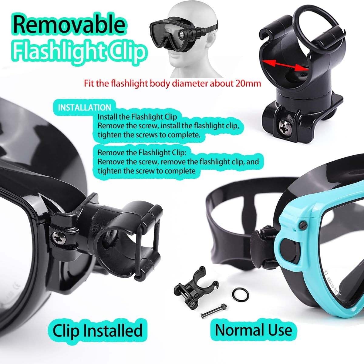Scuba Diving Mask with flashli - Silicone Mask Bracket avaliação e preço