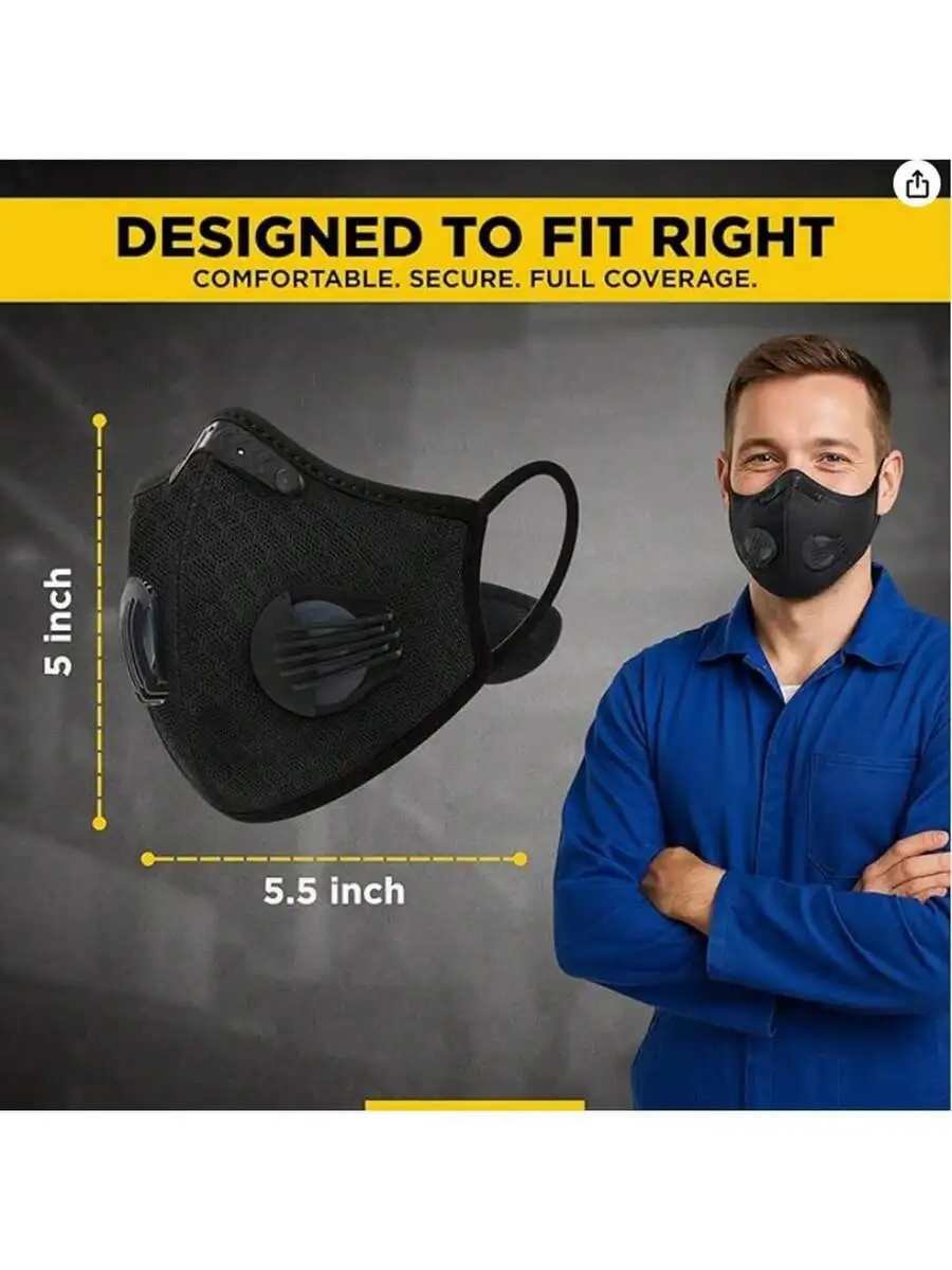 2-Pack Reusable Half Face Mask - Black Face Mask Pack avaliação e preço